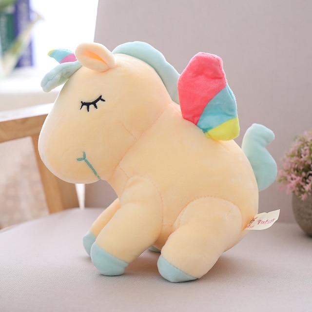 25cm 40cm 55cm lovely unicorn plush toy pink fly horse with rainbow wings baby kids appease doll birthday gift for little girl