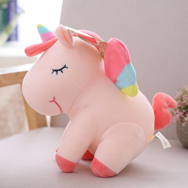 25cm 40cm 55cm lovely unicorn plush toy pink fly horse with rainbow wings baby kids appease doll birthday gift for little girl