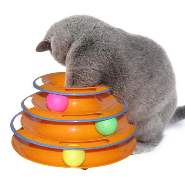 Pet Toys Cat Crazy Ball Disk Interactive Amusement Plate Play Disc Trilaminar Turntable Cat Toy