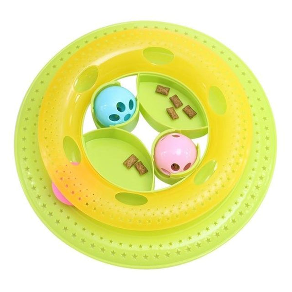 Pet Toys Cat Crazy Ball Disk Interactive Amusement Plate Play Disc Trilaminar Turntable Cat Toy