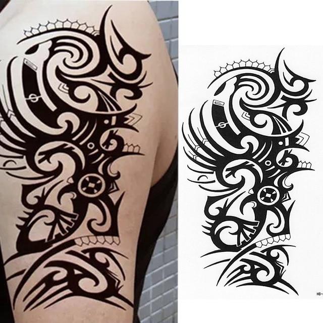 TRIBAL TEMPORARY TATTOO, MAORI TURTLE, POLYNESIAN, BLACK, MENS, WOMENS