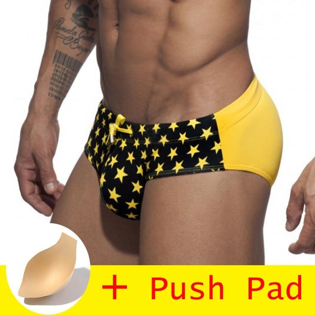 17 Styles Hot Sell Swimwear Men Brief With Pad Low Waist Sexy Swimsuit Waterproof Swimming Trunks Men Swim Shorts Sunga 2018 New