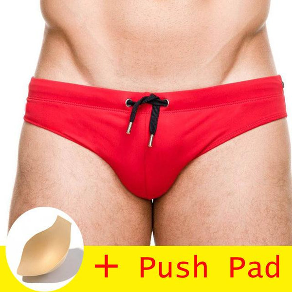 17 Styles Hot Sell Swimwear Men Brief With Pad Low Waist Sexy Swimsuit Waterproof Swimming Trunks Men Swim Shorts Sunga 2018 New