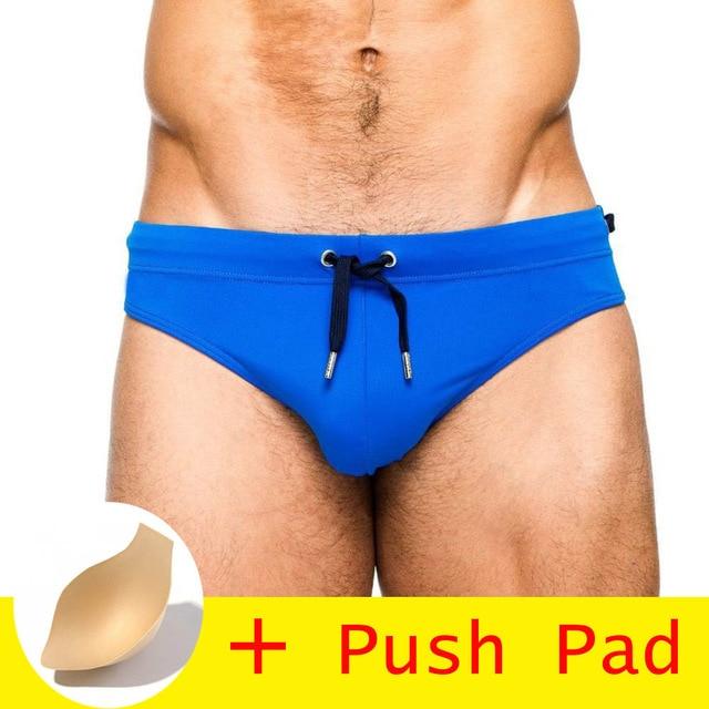 17 Styles Hot Sell Swimwear Men Brief With Pad Low Waist Sexy Swimsuit Waterproof Swimming Trunks Men Swim Shorts Sunga 2018 New