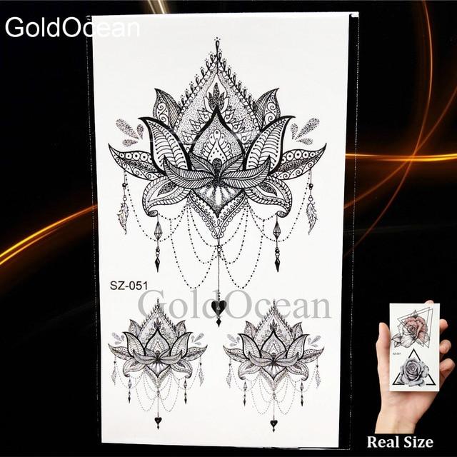 Black Small Paw Temporary Tattoo Women Body Arm Henna Lotus Pendant Tattoo Stickers Girls Fashion Ankle Unicorn Fake Tatoos DIY