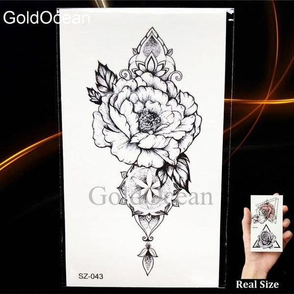 Black Small Paw Temporary Tattoo Women Body Arm Henna Lotus Pendant Tattoo Stickers Girls Fashion Ankle Unicorn Fake Tatoos DIY