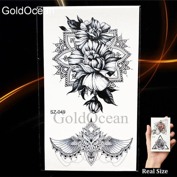 Black Small Paw Temporary Tattoo Women Body Arm Henna Lotus Pendant Tattoo Stickers Girls Fashion Ankle Unicorn Fake Tatoos DIY