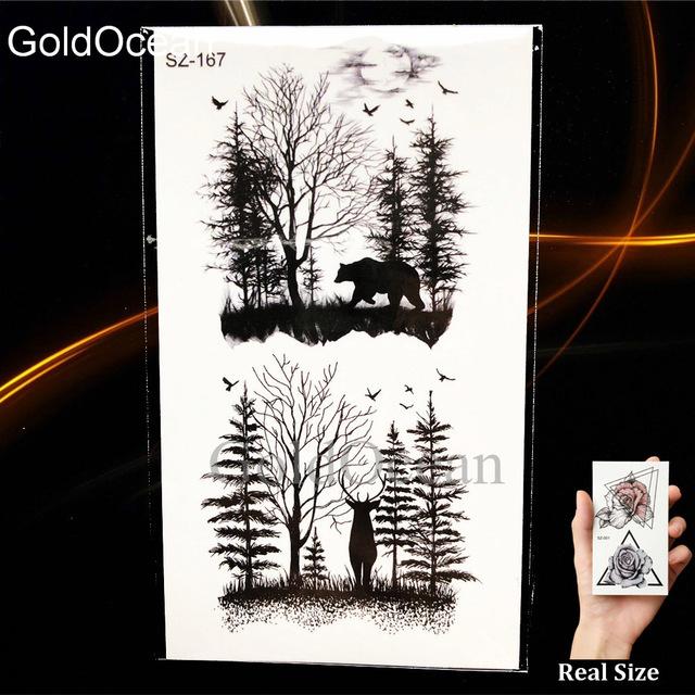 Black Small Paw Temporary Tattoo Women Body Arm Henna Lotus Pendant Tattoo Stickers Girls Fashion Ankle Unicorn Fake Tatoos DIY