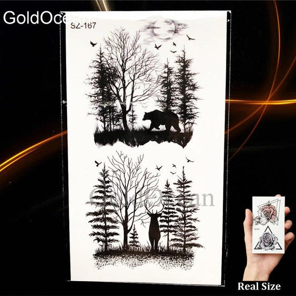 Black Small Paw Temporary Tattoo Women Body Arm Henna Lotus Pendant Tattoo Stickers Girls Fashion Ankle Unicorn Fake Tatoos DIY