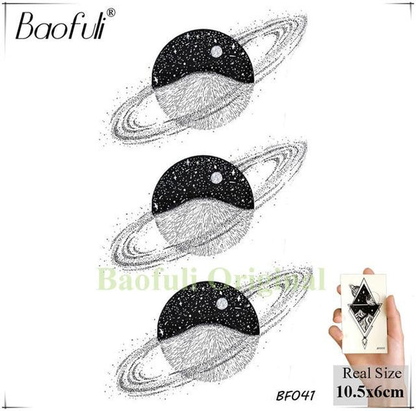 25 Design Universe Temporary Body Art Tattoo Space Planets Pencil Sketch Fake Tattoo Arms Legs Long Sleeve Tatoos Black Stickers