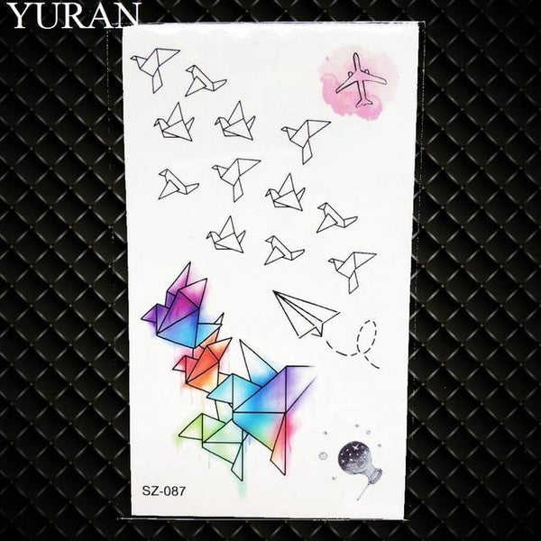Children Cartoon Temporary Tattoo Sticker Men Gun AK47 Waterproof Fake Black Lines Flower Mountain Cute Tattoo Women Kids Planet