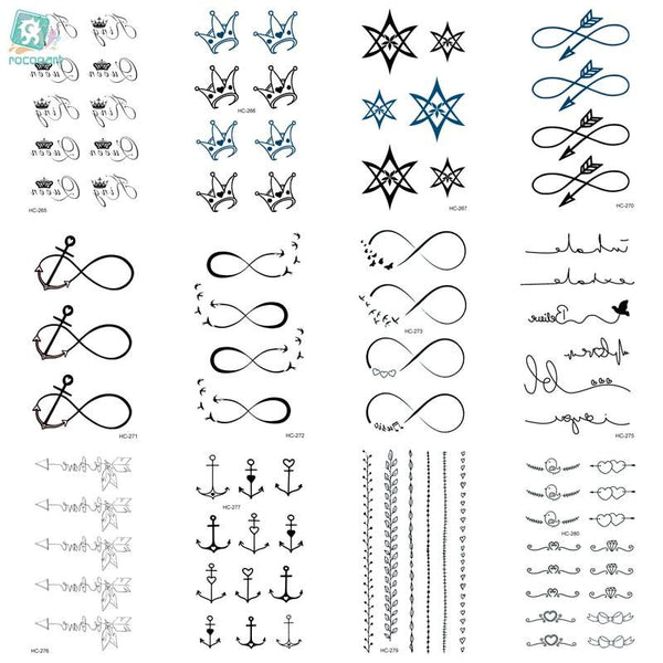 MB HC-265-285 Body Art Tatoo Black White Drawing Little Element Finger Small Water Transfer Temporary Flash Fake Tattoos Sticker