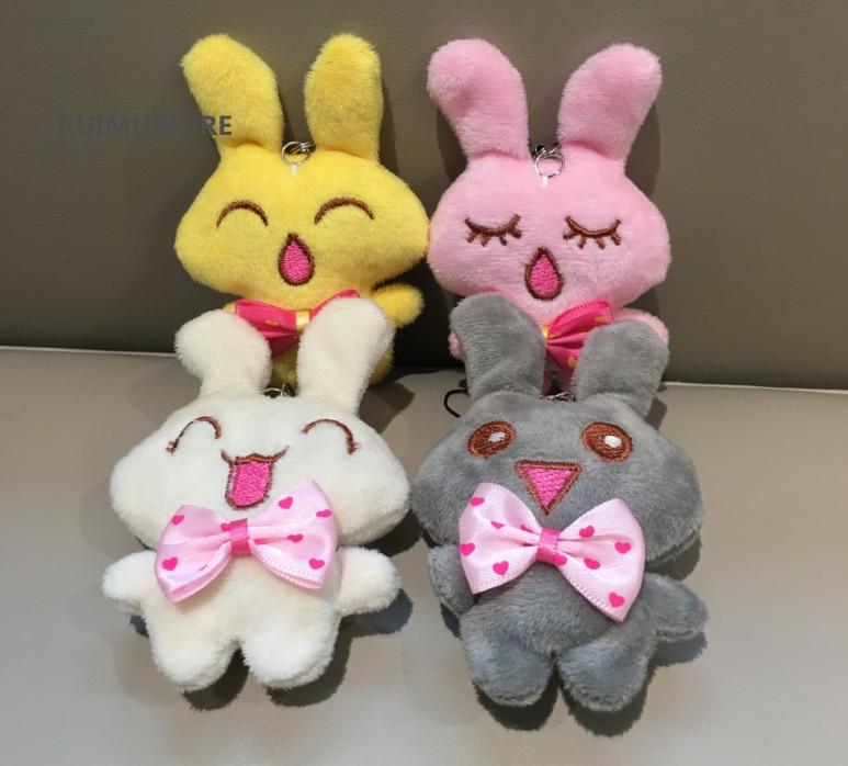 4Colors , Mini 9CM Rabbit Plush Stuffed animal TOY DOLL , Key chain gift Pendant rabbits Plush TOY DOLL