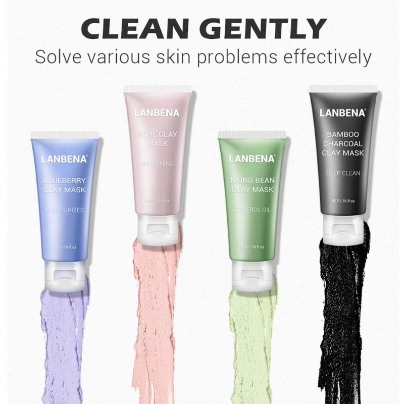 LANBENA Clay Face Mask+Bamboo Charcoal+Blueberry+Rose Deep Cleaning Remove Grease Shrinks Pores Nourishing Skin Care