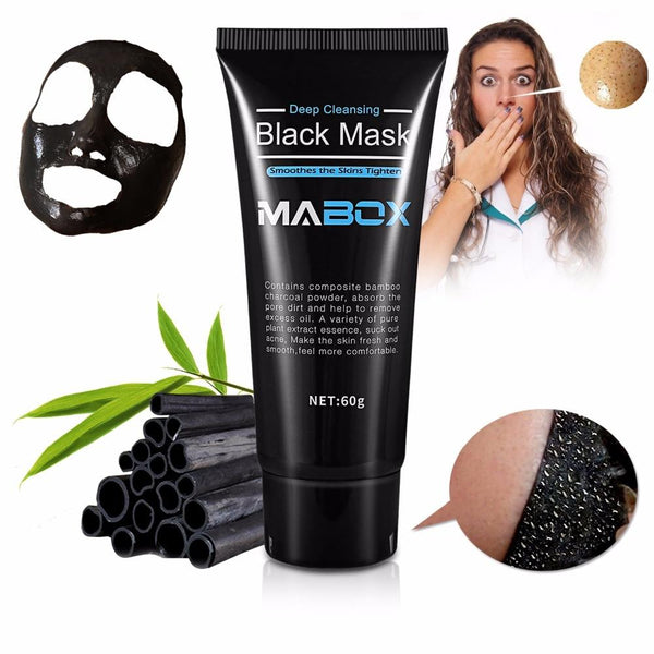 Mabox Blackhead Remover,Pore Control, Skin Cleansing, Purifying Bamboo Charcoal, Peel Off Facial Black Mask.1 bottle