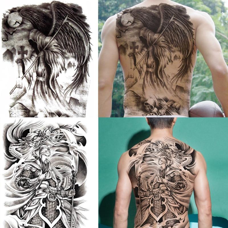 New Designs 48*35 cm Large Black Carp Tattoos Men & Women Waterproof Big Temporary Tattoo Stickers Full Back Body Fake Tattoo