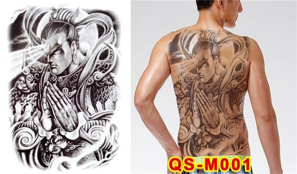 New Designs 48*35 cm Large Black Carp Tattoos Men & Women Waterproof Big Temporary Tattoo Stickers Full Back Body Fake Tattoo
