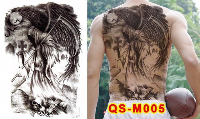New Designs 48*35 cm Large Black Carp Tattoos Men & Women Waterproof Big Temporary Tattoo Stickers Full Back Body Fake Tattoo