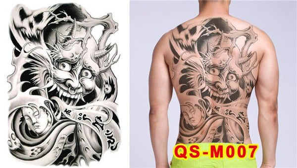 New Designs 48*35 cm Large Black Carp Tattoos Men & Women Waterproof Big Temporary Tattoo Stickers Full Back Body Fake Tattoo