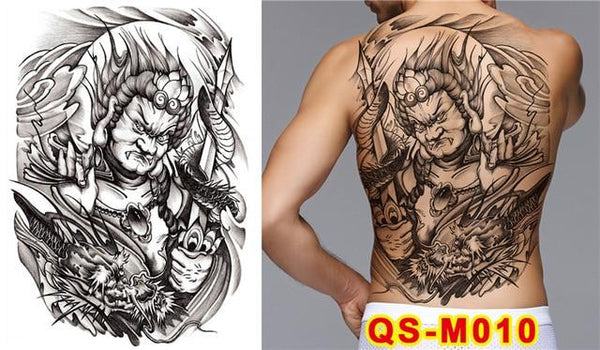 New Designs 48*35 cm Large Black Carp Tattoos Men & Women Waterproof Big Temporary Tattoo Stickers Full Back Body Fake Tattoo