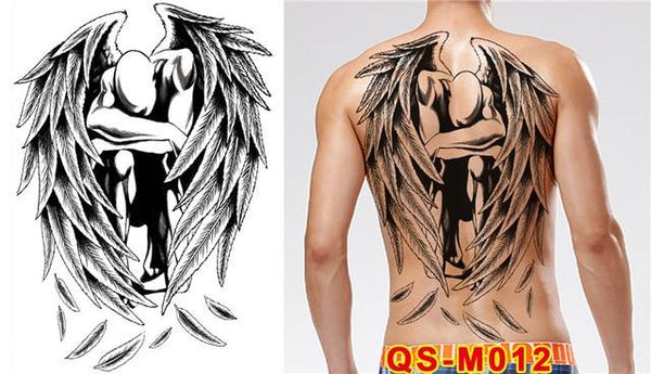 New Designs 48*35 cm Large Black Carp Tattoos Men & Women Waterproof Big Temporary Tattoo Stickers Full Back Body Fake Tattoo