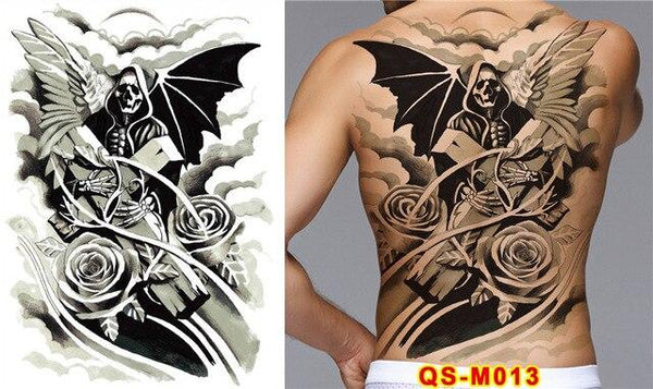 New Designs 48*35 cm Large Black Carp Tattoos Men & Women Waterproof Big Temporary Tattoo Stickers Full Back Body Fake Tattoo