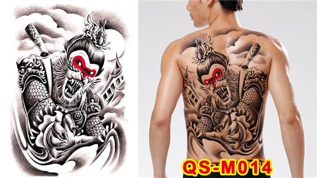 New Designs 48*35 cm Large Black Carp Tattoos Men & Women Waterproof Big Temporary Tattoo Stickers Full Back Body Fake Tattoo