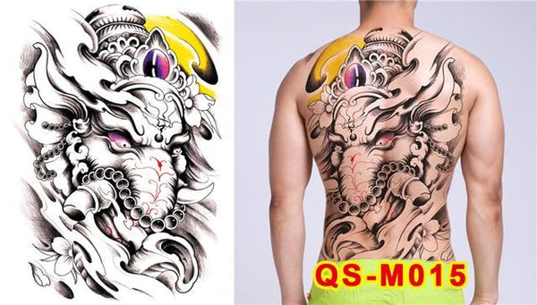 New Designs 48*35 cm Large Black Carp Tattoos Men & Women Waterproof Big Temporary Tattoo Stickers Full Back Body Fake Tattoo