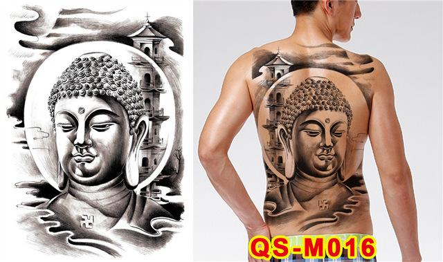 New Designs 48*35 cm Large Black Carp Tattoos Men & Women Waterproof Big Temporary Tattoo Stickers Full Back Body Fake Tattoo