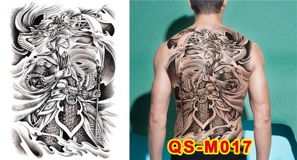 New Designs 48*35 cm Large Black Carp Tattoos Men & Women Waterproof Big Temporary Tattoo Stickers Full Back Body Fake Tattoo