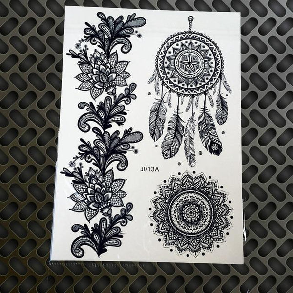 25 Styles Black Ink Henna Temporary Tattoo Sticker Fake Flower Pendants Arm Hand Tatoo Paste Waterproof Body Art Tattoo Stickers