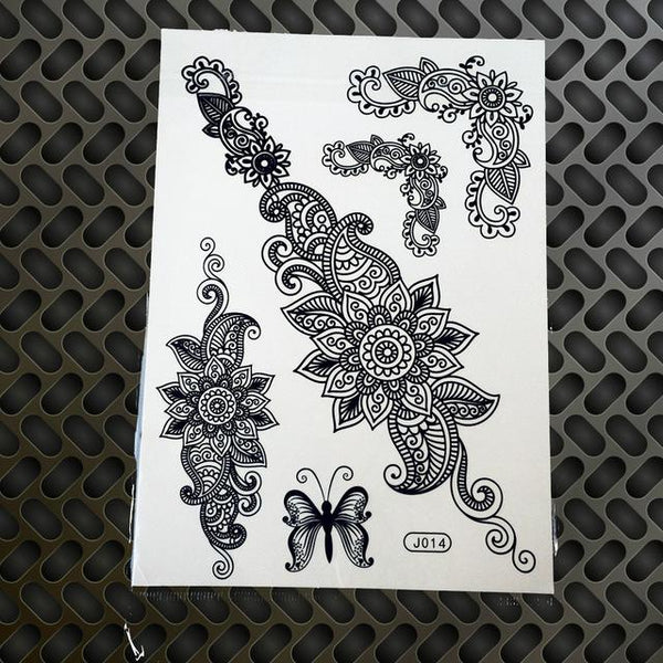 25 Styles Black Ink Henna Temporary Tattoo Sticker Fake Flower Pendants Arm Hand Tatoo Paste Waterproof Body Art Tattoo Stickers