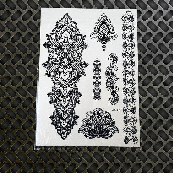 25 Styles Black Ink Henna Temporary Tattoo Sticker Fake Flower Pendants Arm Hand Tatoo Paste Waterproof Body Art Tattoo Stickers