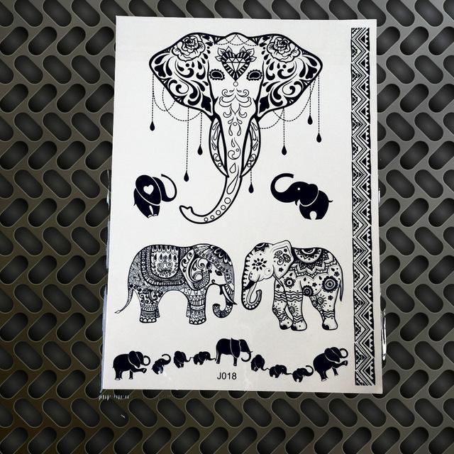 25 Styles Black Ink Henna Temporary Tattoo Sticker Fake Flower Pendants Arm Hand Tatoo Paste Waterproof Body Art Tattoo Stickers
