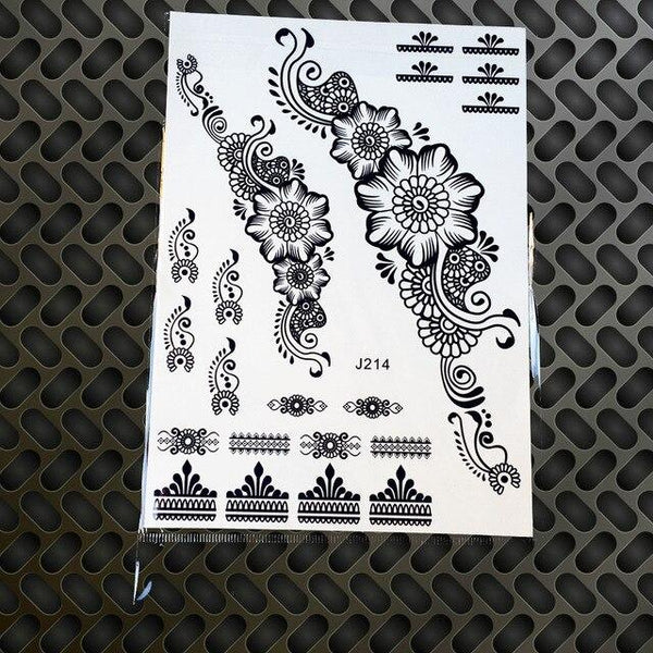 25 Styles Black Ink Henna Temporary Tattoo Sticker Fake Flower Pendants Arm Hand Tatoo Paste Waterproof Body Art Tattoo Stickers