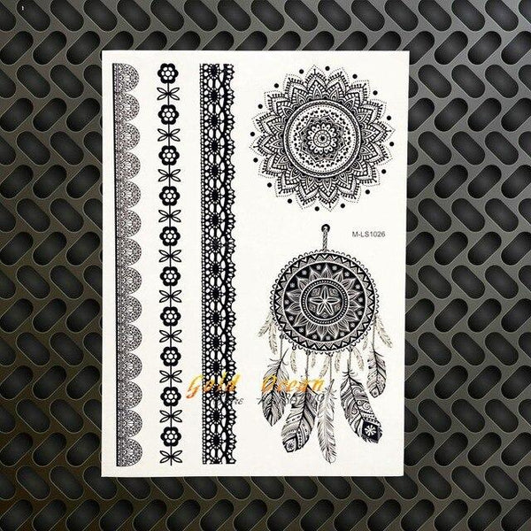 25 Styles Black Ink Henna Temporary Tattoo Sticker Fake Flower Pendants Arm Hand Tatoo Paste Waterproof Body Art Tattoo Stickers