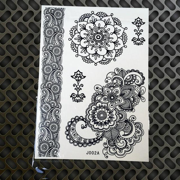 25 Styles Black Ink Henna Temporary Tattoo Sticker Fake Flower Pendants Arm Hand Tatoo Paste Waterproof Body Art Tattoo Stickers