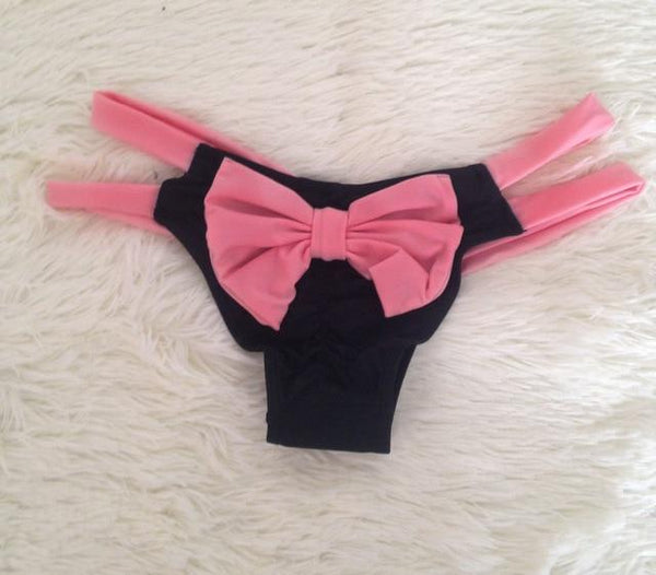 TDFunlive 2019 Summer Style Sexy Women Bathing Thong Bow Cut-Out Bikini Bottom Swimwear Swimsuit