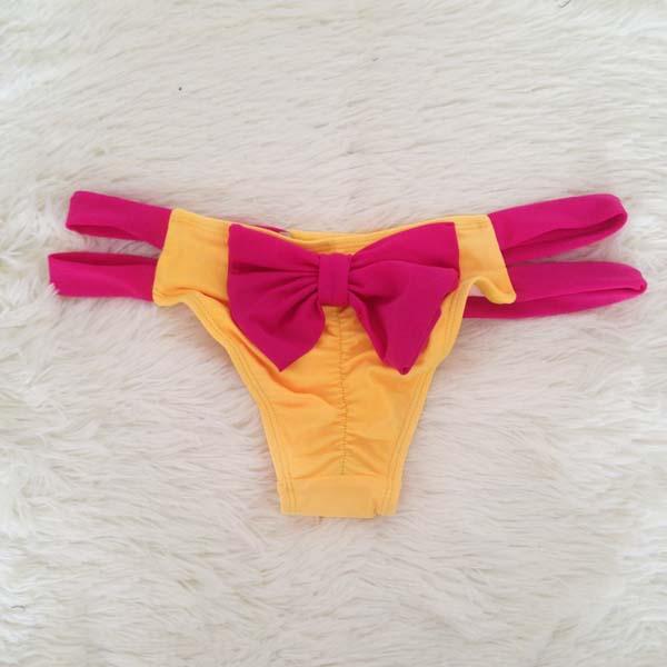 TDFunlive 2019 Summer Style Sexy Women Bathing Thong Bow Cut-Out Bikini Bottom Swimwear Swimsuit