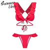 Bandage micro bikini set 2018 Push up sexy swimsuit female Solid ruffle swimwear Brazilian bathing suit summer bathers biquini