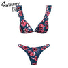 Bandage micro bikini set 2018 Push up sexy swimsuit female Solid ruffle swimwear Brazilian bathing suit summer bathers biquini