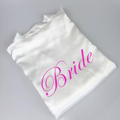 C&Fung new bride bridesmaid robe with white black letters mother sister of the bride wedding gift bathrobe kimono satin robes