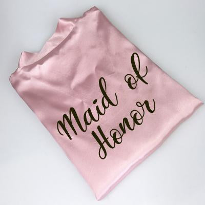 C&Fung new bride bridesmaid robe with white black letters mother sister of the bride wedding gift bathrobe kimono satin robes