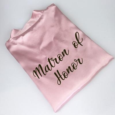 C&Fung new bride bridesmaid robe with white black letters mother sister of the bride wedding gift bathrobe kimono satin robes