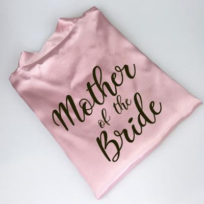 C&Fung new bride bridesmaid robe with white black letters mother sister of the bride wedding gift bathrobe kimono satin robes
