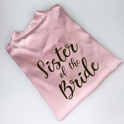 C&Fung new bride bridesmaid robe with white black letters mother sister of the bride wedding gift bathrobe kimono satin robes