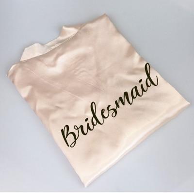 C&Fung new bride bridesmaid robe with white black letters mother sister of the bride wedding gift bathrobe kimono satin robes