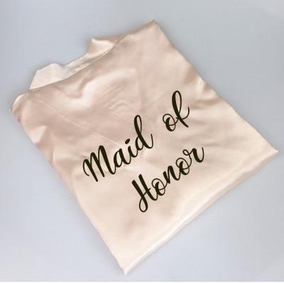 C&Fung new bride bridesmaid robe with white black letters mother sister of the bride wedding gift bathrobe kimono satin robes