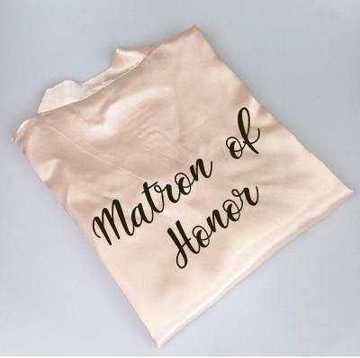 C&Fung new bride bridesmaid robe with white black letters mother sister of the bride wedding gift bathrobe kimono satin robes