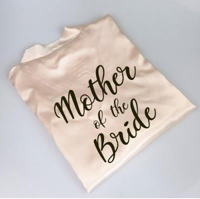 C&Fung new bride bridesmaid robe with white black letters mother sister of the bride wedding gift bathrobe kimono satin robes